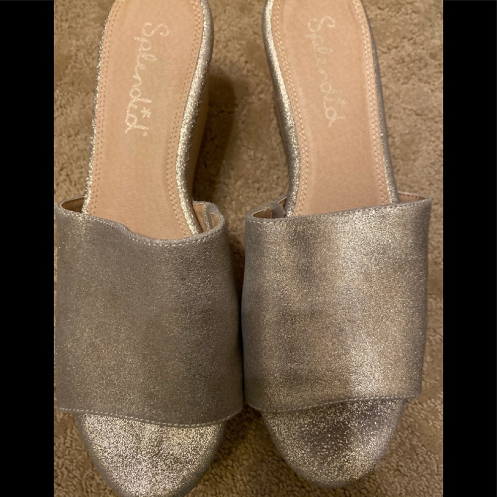 Euc Splendid Lana wedge sandals gold champagne 8